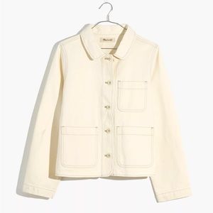 NWT | Madewell | Denim Mahoney Crop Chore Jacket in Vintage Canvas Wash | Small